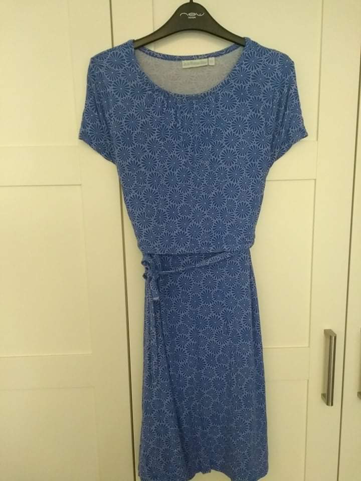 Size S blue geometric wrap top bf dress