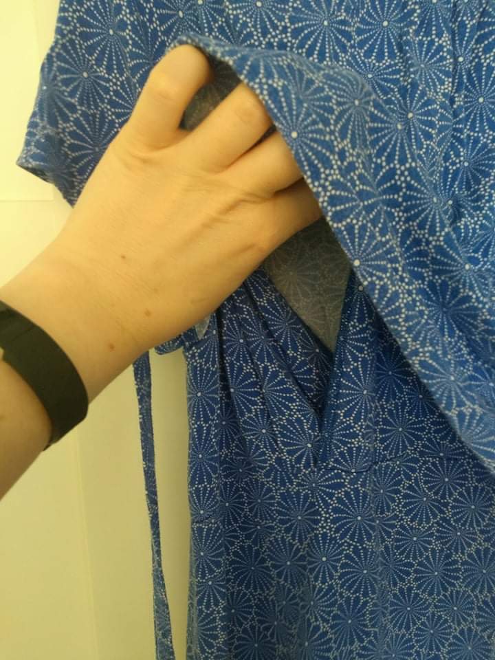 Size S blue geometric wrap top bf dress - access