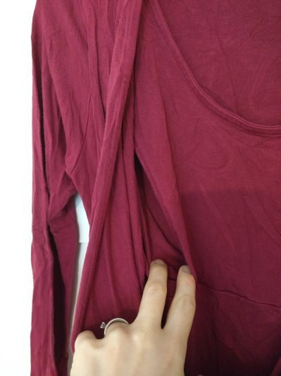 M/12 - Magenta ruby pink drape long sleeve bf top access