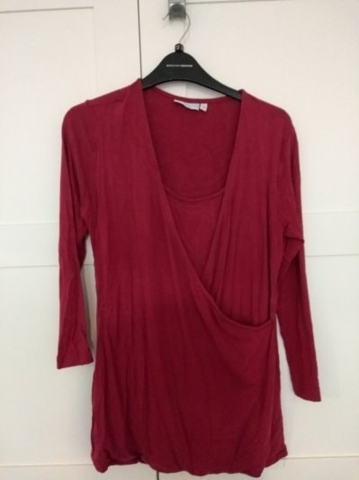M/12 - Magenta ruby pink drape long sleeve bf top