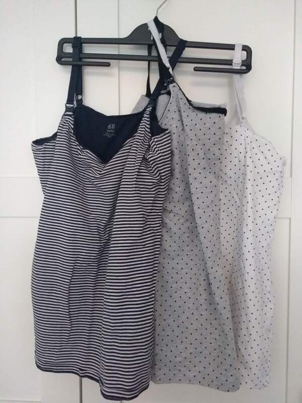 Size 14 L H&M clip best bf tops stripey spotty and white
