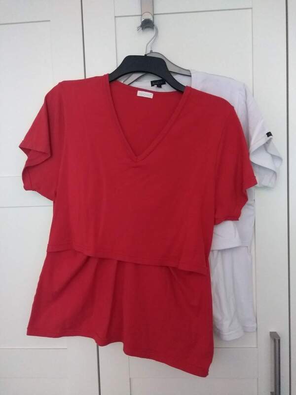 16/XXL red and white short sleeve top bf Anna Cecilia