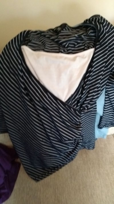 XL/16-18 Mothercare black and white stripe cross over bf top long sleeve